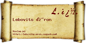 Lebovits Áron névjegykártya