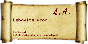 Lebovits Áron névjegykártya